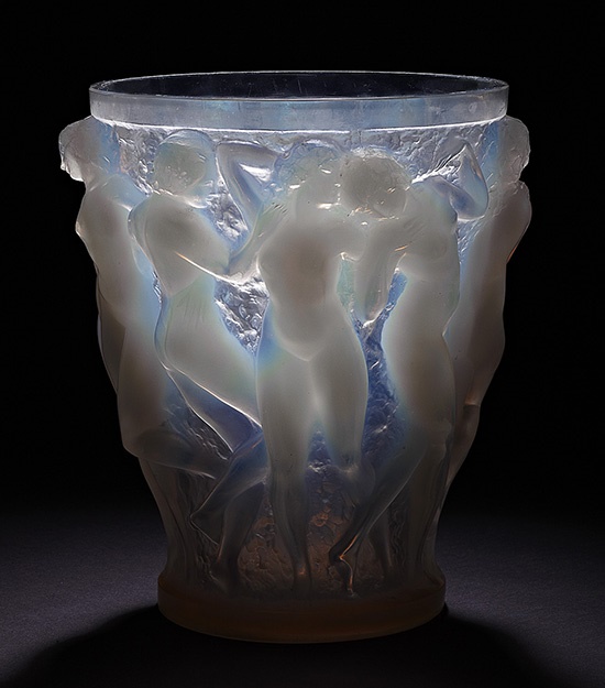 RENÉ LALIQUE (1860-1945) 'BACCHANTES' CLEAR, FROSTED AND OPALESCENT GLASS VASE, DESIGNED 1927 Sold for £18,750 incl premium | Decorative Arts | 18th April 2012